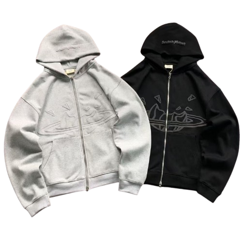 Broken Planet Market Orbit Hoodie – Grey / Black