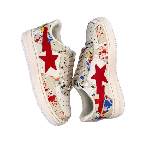 Bathing Ape Bape Sta Low Paint Beige